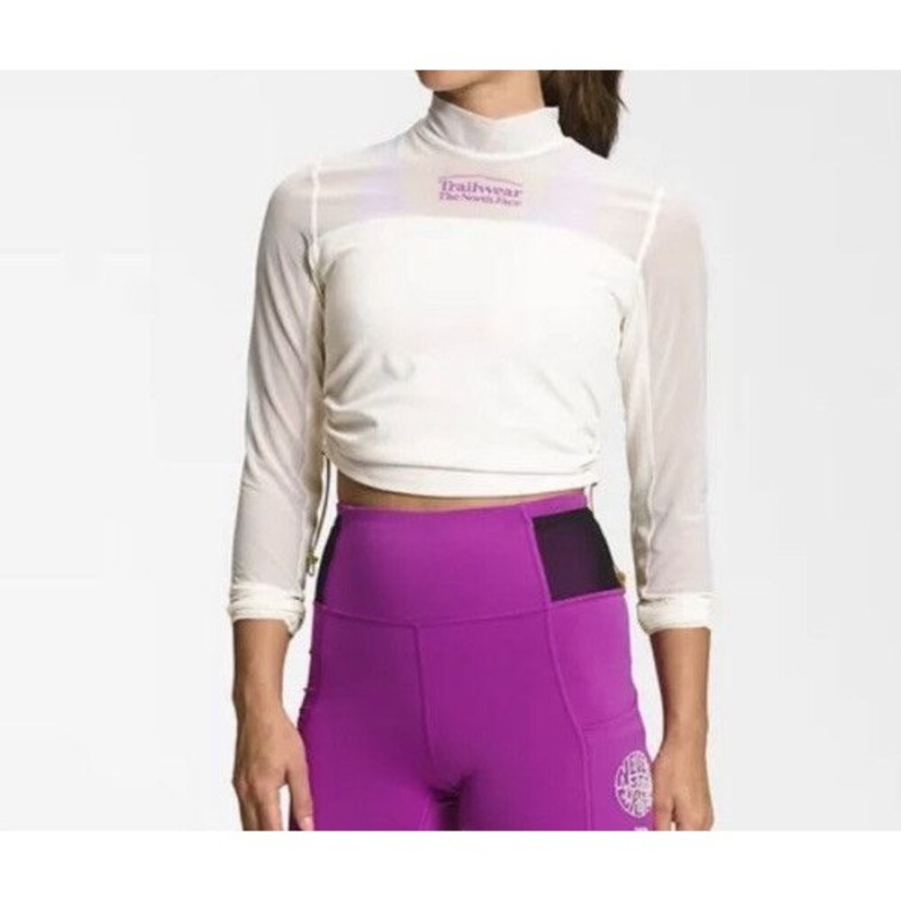The North Face Women’s Trailwear QTM Mock Neck Sheer Long Sleeve Shirt White XXL - Picture 2 of 13